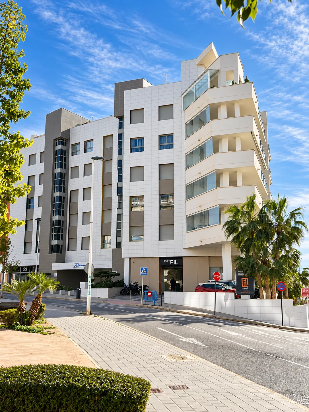Sunlit facade